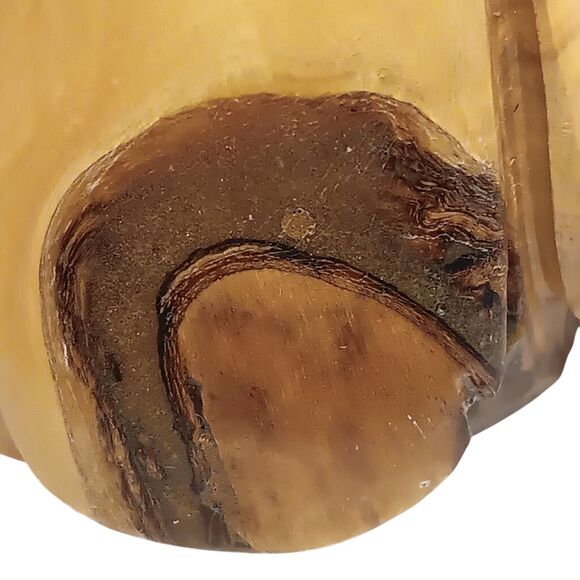 Hand Carved Angel Playing Horn Made Of The Olive Wood Tree From Israel 7.5" x 4" - Picture 7 of 11